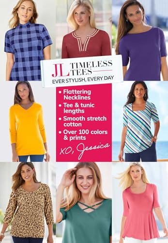 Jessica London Women's Plus Size Stretch Cotton Cuff Tee