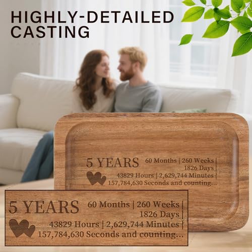 Soziprix 5th Anniversary Wedding Gifts for Wife, Husband – Handmade Acacia Wood Jewelry Tray, the Best Gift to Celebrate F...