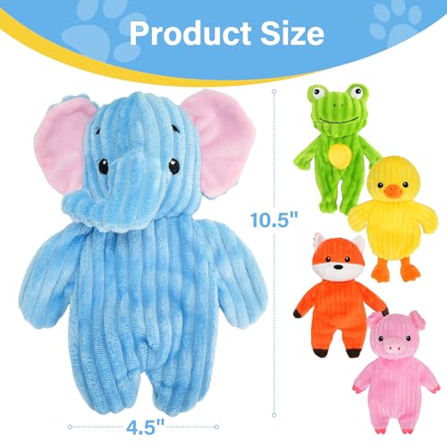 Prime Pets 5 Pack Plush Squeaky Dog Toys, No Stuffing Bodies, Crinkle Pet Toys for Small Medium Large Dogs, Puppy Chew Toy...