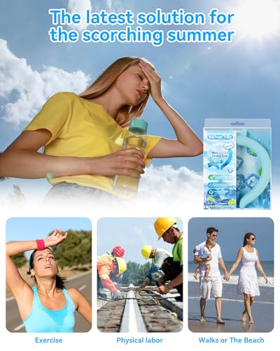 Neck Cooling Tube Wraps Ice Ring Neck Cooler Personal Ice Pack Wrap for Hot Weather Gel Reusable Wearable Gel Cooling for ...