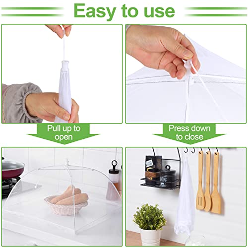 4 Pack Mesh Food Covers 17 inch, Large and Tall Food Covers, Pop-Up Mesh Food Covers Tent Umbrella for BBQs, Outdoors, Scr...