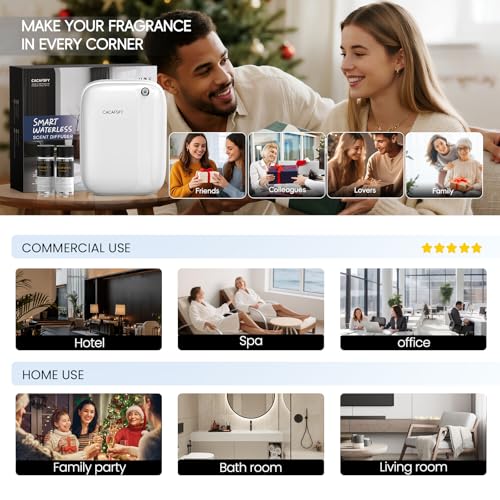 Waterless Essential Oil Diffuser,(2 * 50ml Fragrances Included) 3000 Sq.Ft Coverage 400 ml Large Capacity Hotel Scent Diff...
