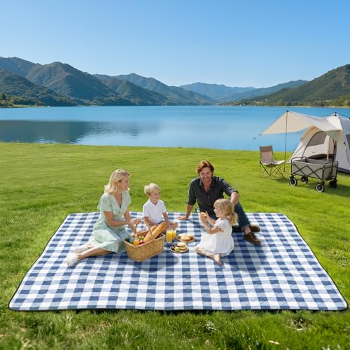 TigeJoy Extra Large Picnic Blanket Waterproof Foldable 80''x80'', Outdoor Picnic Mat Beach Blanket Sandproof for Park, Gra...