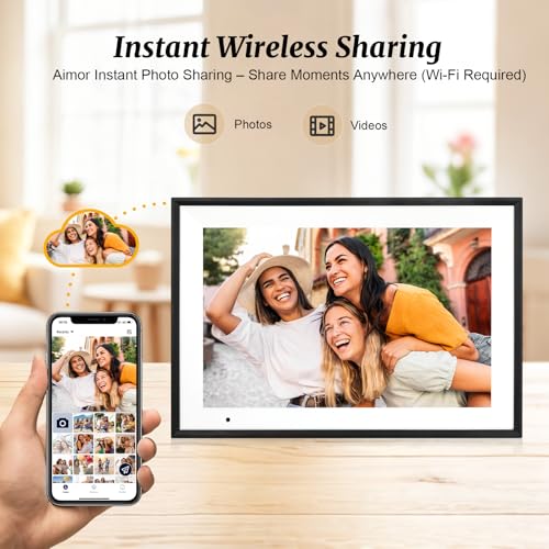 Digital Picture Frame 10.1 Inch Digital Photo Frame 32GB Storage, WiFi Picture Frame with1280x800 IPS Touch Screen, Auto-R...