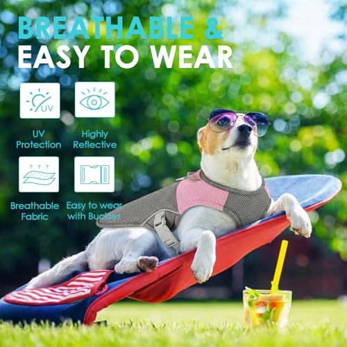 AOFITEE Cooling Vest for Dogs, Breathable Dog Cooling Vest with Harness D-Ring, Dogs UV Protection Shirt Pet Cooler Jacke...