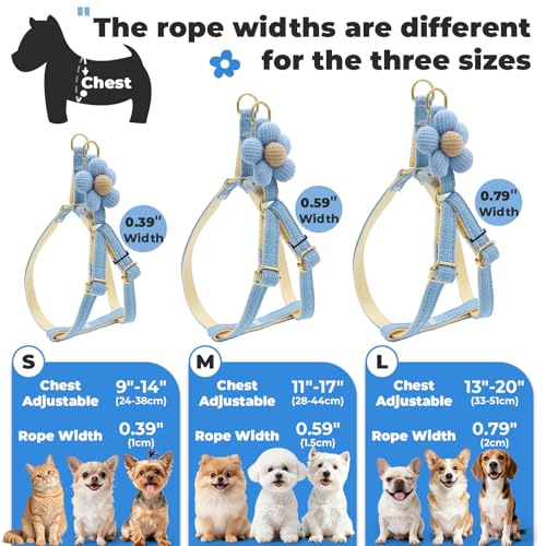 PETCARE Cute Cat Harness and Leash Set, Blue Flower Cat Walking Harness with Bow Tie Cats Leash, Easy Walk Lightweight Ste...