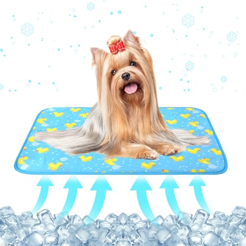 DELIFUR Cat Cooling Mat- Pet Ice Mat Outdoor for Dogs Self Cooling Pad for Kitten Cat Puppy Machine Washable (Medium, Blue...