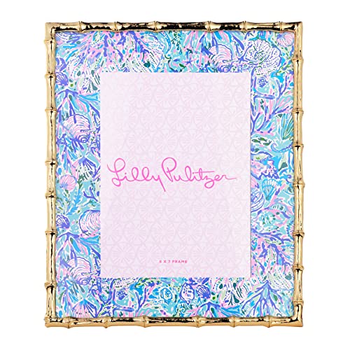 Lilly Pulitzer 5x7 Picture Frame, Decorative Photo Frame for Tabletop, Bamboo Metal Frame with Glass Front, Soleil It On Me