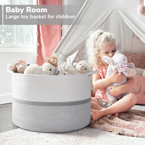 CHICVITA 85L Large Blanket Basket for Living Room, Woven Storage Baskets for Laundry Pillows Toys, Decorative Cotton Rope ...