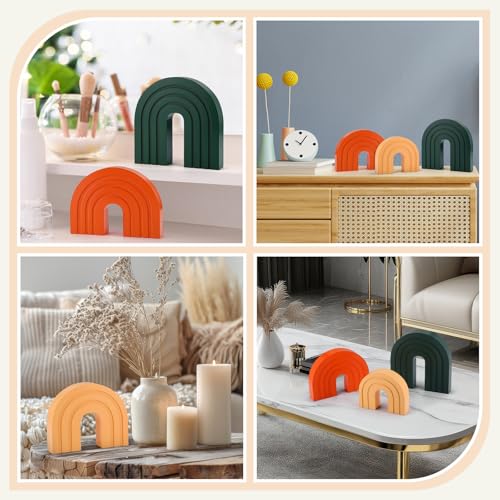 Set of 3 Boho Shelf Decoration Wooden Arch Decor Wood Rainbow Arch Mantel Book Ends for Table Living Room Office Nursery H...