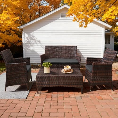 SUKAIKEQA Waterproof 3-Piece Patio Sofa Cushion Cover Set - Replacement Covers for Outdoor Wicker Furniture, Bench & Seat ...