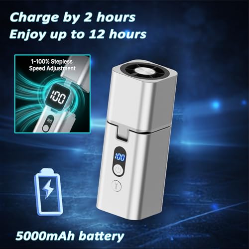Metal Portable Mini handheld fan 1-100 speed 15000PRM,Rechargeable Pocket Personal handheld turbo fan 5000mAh with flashli...