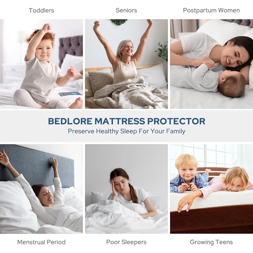 BEDLORE Waterproof Mattress Protector, Queen Size Mattress Pad Noiseless with Deep Pocket 6"-18" Depth, Soft Breathable Di...