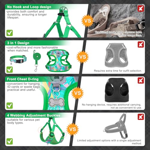 BEAUTYZOO Step in Dog Harness Collar and Leash Set for Small Medium Large Dogs, No Pull No Choke Puppy Harness, Soft Mesh ...