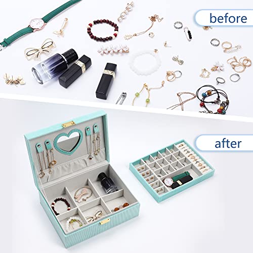 Dajasan Jewelry Boxes for Women Girls, Jewelry Organizer Box, 2-Layer Large Velvet Jewelry Box for Rings Necklaces Bracele...