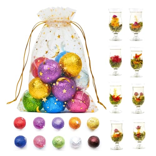 10 Assorted Blooming Flower Tea Balls Gift Set| Handmade Herbal Flowering Tea Balls Variety Individual Packing| Blooming G...