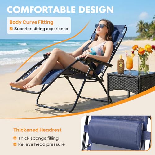 NEWBULIG Zero Gravity Chair Set of 2, Lounge Chair Folding Portable Adjustable Camping Reclining Chairs with Adjustable Po...