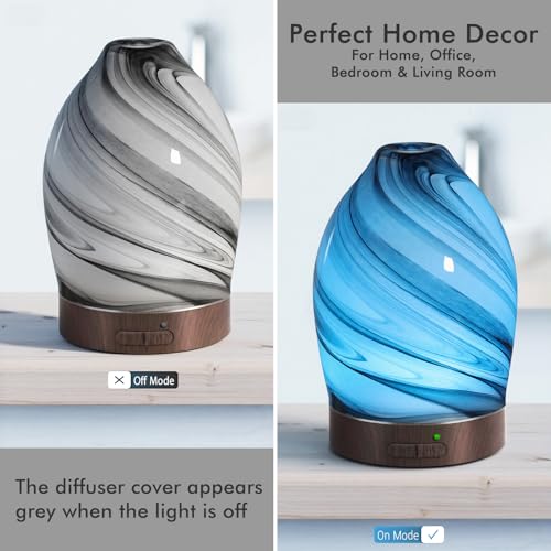 Essential Oil Diffuser Aromatherapy Diffuser -150ml Art Glass Aroma Diffuser for Home Ultrasonic Diffuser with Auto Shut-O...