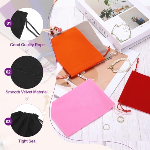 PATIKIL 6 Pcs Velvet Drawstring Bags, 8 x 10 Inch Large Velvet Cloth Jewelry Gift Pouches with Drawstring, Favor Candy Bag...