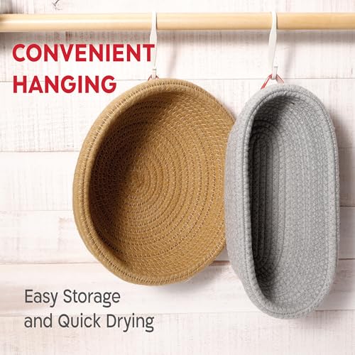 KneadAce Cotton Rope Banneton Bread Proofing Basket Set, Oval & Round Bread Baskets with Liners & Covers for Artisan Bread...