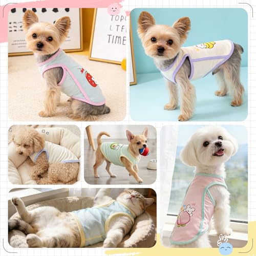 ABRRLO 4-Pack Summer Small Dog Shirts, Soft Breathable Dog Cooling Vest, Cute Fruit Print Puppy Cat Shirt Clothes, Lightwe...