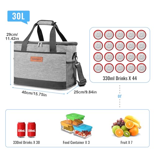 Insulated Cooler Bag Soft Cooler Bag for Men/Women with Shoulder Strap, Leakproof for Camping, Travel, Picnic, Work (30L)