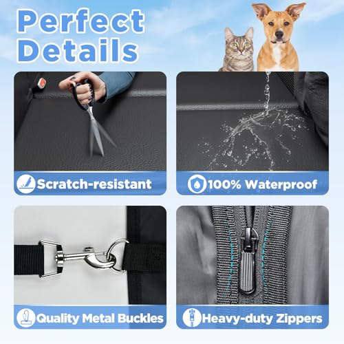 MYJAQI Back Seat Extender for Dogs, Waterproof Dog Car Seat Cover for Back Seat with Hard Bottom, 2026 Upgraded Material, ...