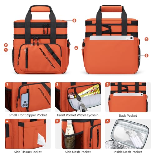 Maelstrom Lunch Box, 20L Insulated Lunch Bag for Men Women, Expandable Double Deck Leakproof Cooler Bag with 6 Pockets, Re...