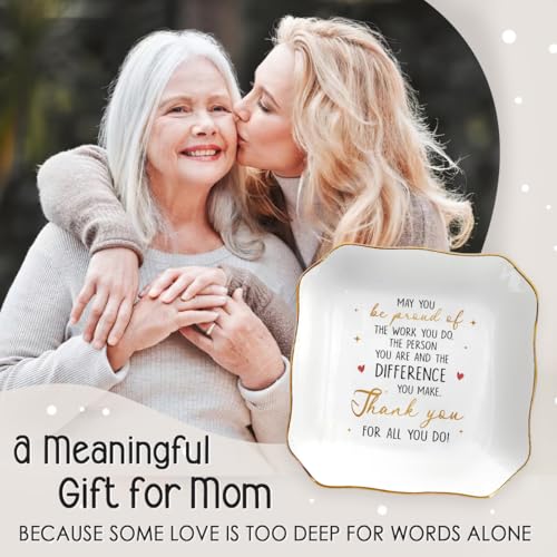 Appreciation Gift for Mom on Mothers day Birthday 2026 - Thank You Gifts for Mom Women, Inspirational Ring Jewelry Dish, R...