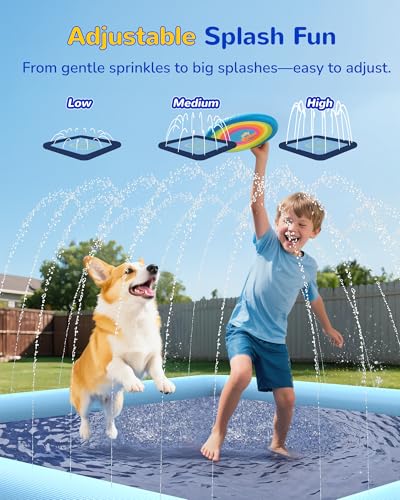 VISTOP Non-Slip Splash Pad for Kids and Dog, Thicken Sprinkler Pool Summer Outdoor Water Toys - Fun Backyard Fountain Play...