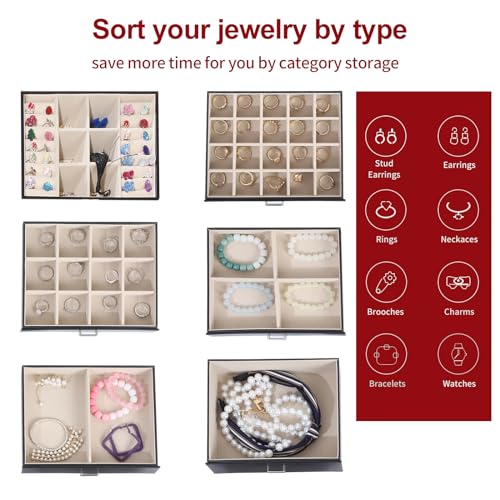 BOOVO Jewelry Box For women, 6 Layer Large Jewelry Organizer With Mirror, Multi-Function Storage Box With Lock, Accessory ...