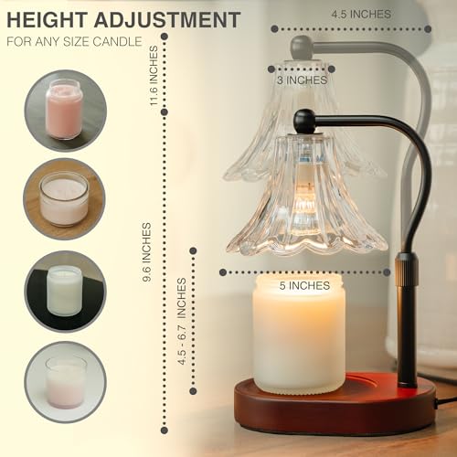 Lumenblush Candle Warmer Lamp – Dimmable Candle Lamp with Timer, Adjustable Height for Jar Candles (Walnut)