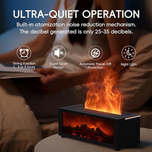 YALEDI Essential Oil Diffuser, 7 Colors Fireplace Flame Fire Oil Diffuser, 150ml Ultrasonic Aromatherapy Humidifier, Scent...