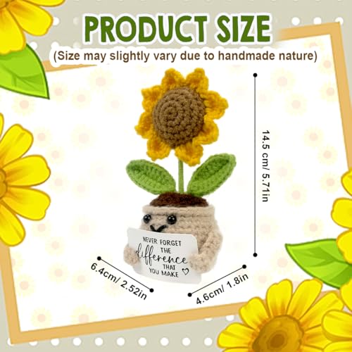 Tiny Detalles Birthday Gifts for Women - Mini Positive Crochet Sunflower, Gifts for Mom from Daughter Son on Mothers Day, ...