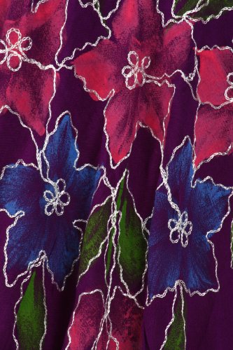 Sakkas Embroidered Painted Floral Cap Sleeve Rayon Dress