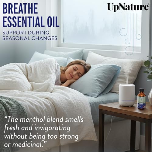 UpNature Breathe Essential Oils Blend (Large 2oz) Breath Relief Eucalyptus and Menthol Blend - Essential Oils for Diffuser...