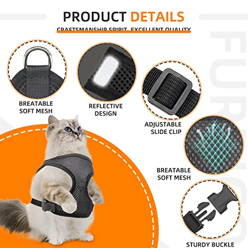 AirTag Cat Harness and Leash for Walking, Integrated Cat Vest with 100% Waterproof Air Tag Holder, Escape Proof Reflective...