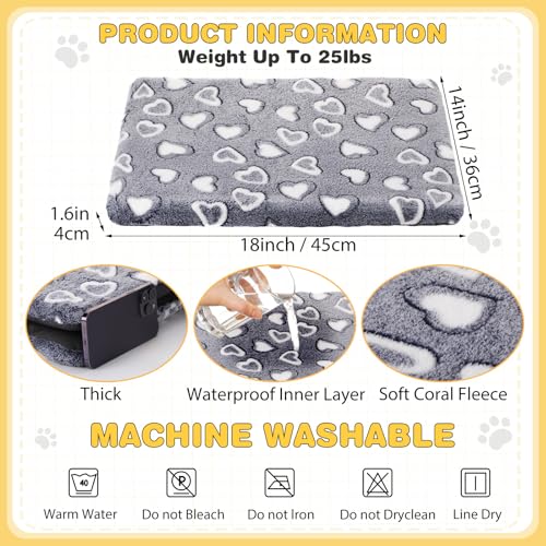 VitalCozy 3 Pcs Waterproof Reversible Dog Crate Pad Warm and Cool Dog Cats Bed Mat for Crates Sleeping Mat Cozy Heart Patt...