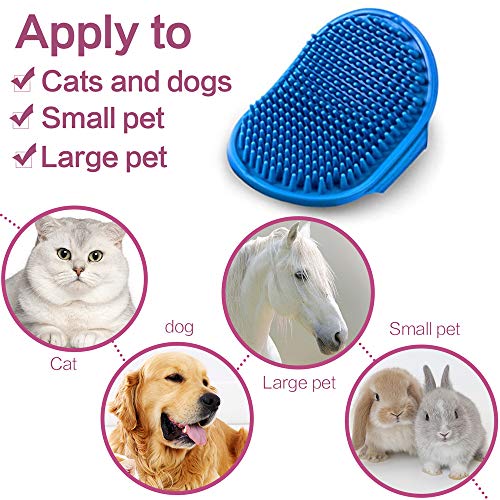 Aoche Dog Bath Brush Pet Bath Comb Brush Soothing Massage Rubber Comb 2pcs with Adjustable Ring Handle for Long Short Hair...