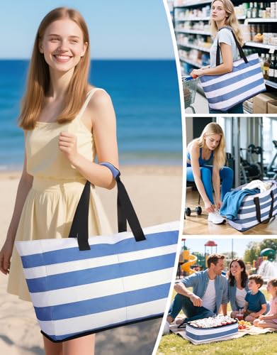Vewaci Beach Bag with Detachable Cooler, 54L Large Beach Bags Waterproof Sandproof for Women, Travel Tote Bag for Family, Gym
