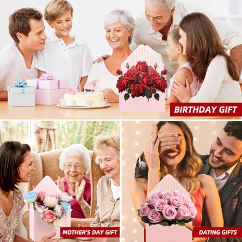 10 Pcs Florist Bouquet Envelope Boxes,Pink Stripe Style Flower Bouquet Package Gift Folding Paper Boxes for Florist Arrang...