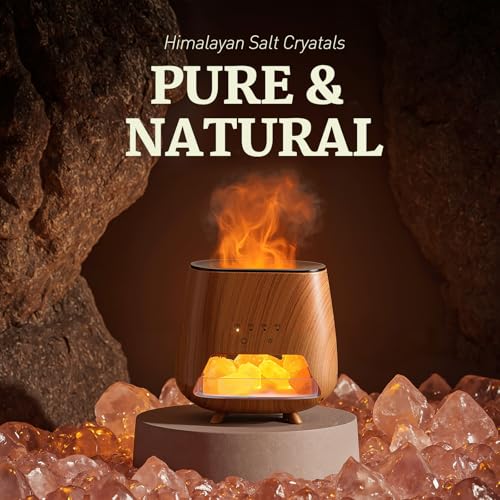 JJNJJN Essential Oil Diffuser for Home: 200ml Aromatherapy Diffuser with Himalayan Pink Salt Rock, Cool Mist Humidifier wi...