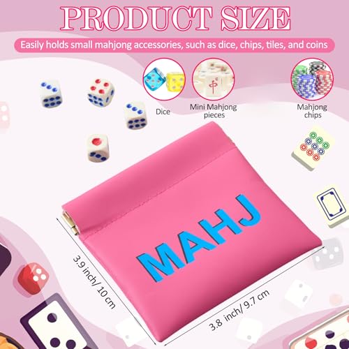 Sunnymove Mahjong Dice Bags 3.8 x 3.9 in PU Squeeze Mahjong Pouch Mini Dice Coin Tiles Purse for Board Game Party Travel(P...