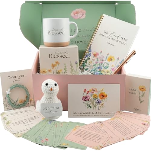 Christian Gift Set for Women, Faith Based Box with Mug, Journal, Prayer Cards, Bracelet and Keepsake, Religious Present, I...