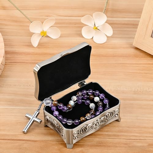 Hyillad Personalized Confirmation Gifts Small Metal Keepsake Box for Girls Teenagers, Confirmation Jewelry Gift Box for Br...
