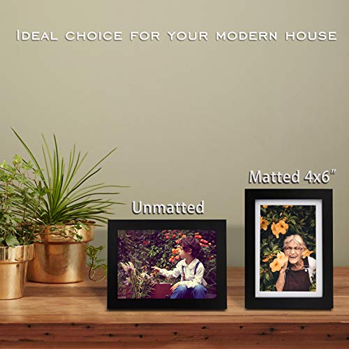 Egofine 5x7 Picture Frames Set of 4, Made of Solid Wood Covered by Plexiglass 3.5x5 and 4x6 with Mat or 5x7 without Mat, f...