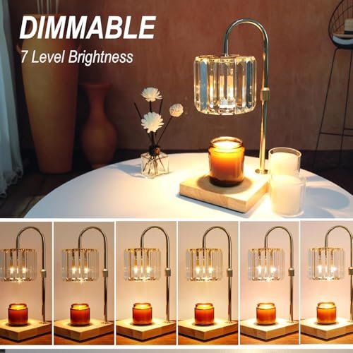 Yuichoy Candle Warmer Lamp with Timer, Dimmable Electric Candle Wamer Adjustable Height, Glass Modern Candles Melter Lamp,...
