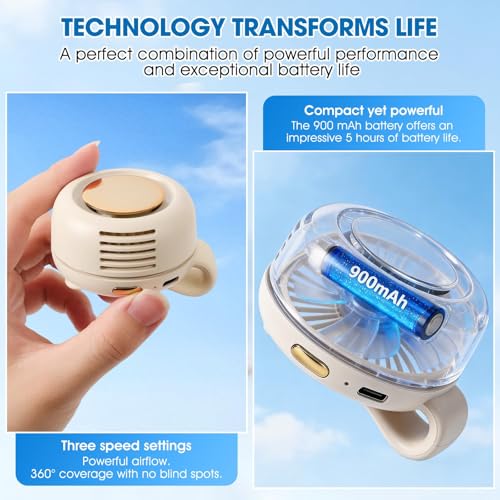 Small Clip Fan, Personal Waist Fans,Portable Silent Mini Bladeless Fan Clip On for Shirt ,Hands-Free Personal Clip Fans 3 ...