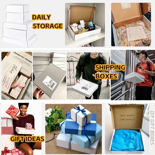 JOWLOT 12x9x4 inch Shipping Boxes Set of 20, White Corrugated Cardboard Box Literature Mailer for Mailing Packing Moving a...