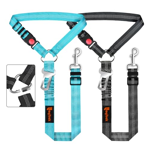 Removable Dog Seat Belt Harness for Car, 3 in 1 Pet Dog Car Seatbelt Leash, Retractable Restraint Secures to Vehicle Headr...